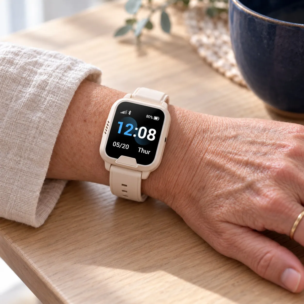 SOS Everywhere Watch on a wrist, face on